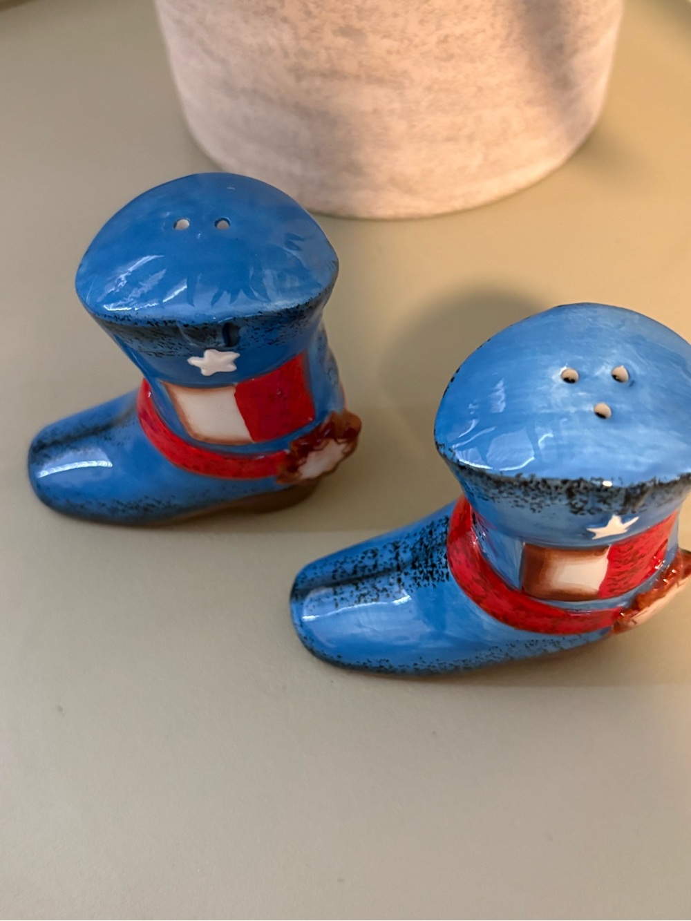 Blue Patriotic Boot Shoes Salt & Pepper Shakers